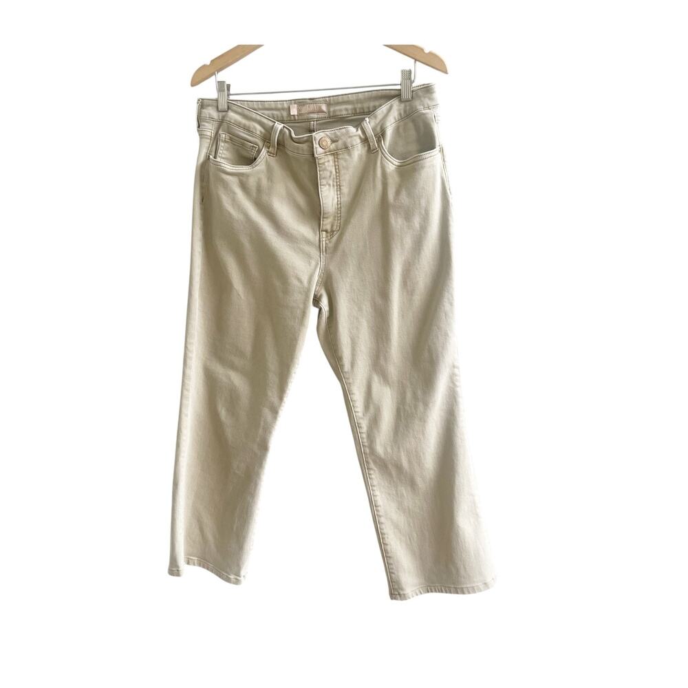 Kut From the Kloth Kelse Fab Ab Ankle Flare Jeans Womens 14 Tan HighRise Stretch